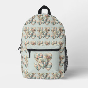 Sac À Dos Imprimé Cœurs Patchwork Cottagecore Pastel