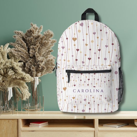 Sac À Dos Imprimé Coeurs roses et violettes Retour à l'école