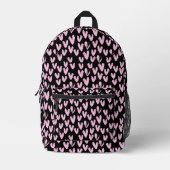 Sac À Dos Imprimé Coeurs roses Sur Noir (Recto)