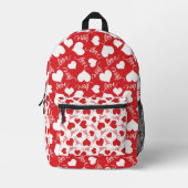SAC À DOS IMPRIMÉ COEURS ROUGE ET BLANC RANDOM AVEC SCRIPT D'AMOUR (Recto)