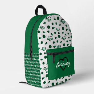 Sac À Dos Imprimé Coeurs verts, Pom Poms, Motif mégaphone