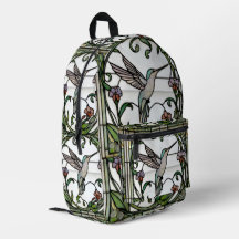 Colibri art nouveau en vitrail élégant