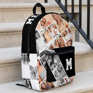Sac À Dos Imprimé Collage de photos de meilleures amies avec monogra