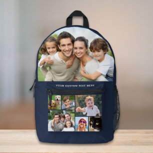 Sac À Dos Imprimé Collage photo personnalisé bleu