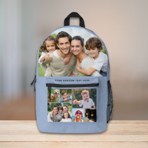Sac À Dos Imprimé Collage photo personnalisé bleu