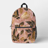 Sac À Dos Imprimé Collection de Feuilles Boho Populaire en or rose (Recto)