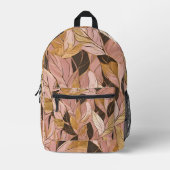 Sac À Dos Imprimé Collection de Feuilles de Boho Rouge Rose Populair (Recto)