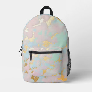 Sac À Dos Imprimé Collection Luxe Rose Pâle Menthe Or Populaire