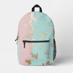Sac À Dos Imprimé Collection Luxe Rose Poudré Menthe Or Populaire