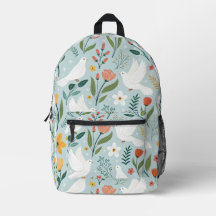 Colombe paisible & motif botanique de fleurs sauva