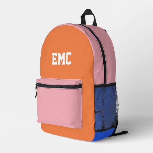 Sac À Dos Imprimé Colorblock Monogramme Personnalisé (Coin arrière droit)