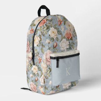Sac À Dos Imprimé Coloré Vintage Rose Motif Monogramme