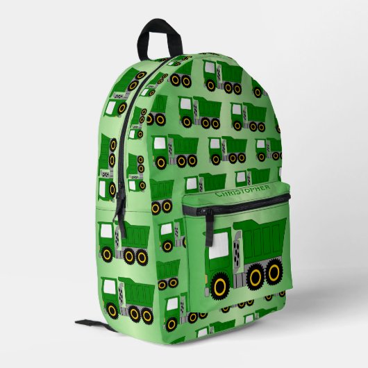 Sac À Dos Imprimé Conception de camion vert personnalisée (Coin arrière gauche)