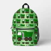 Sac À Dos Imprimé Conception de camion vert personnalisée (Recto)