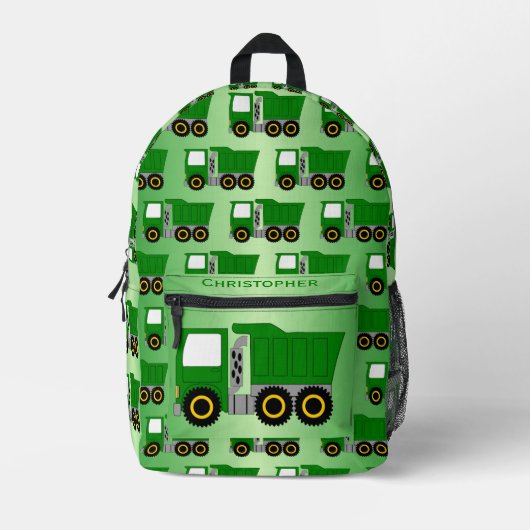 Sac À Dos Imprimé Conception de camion vert personnalisée (Recto)