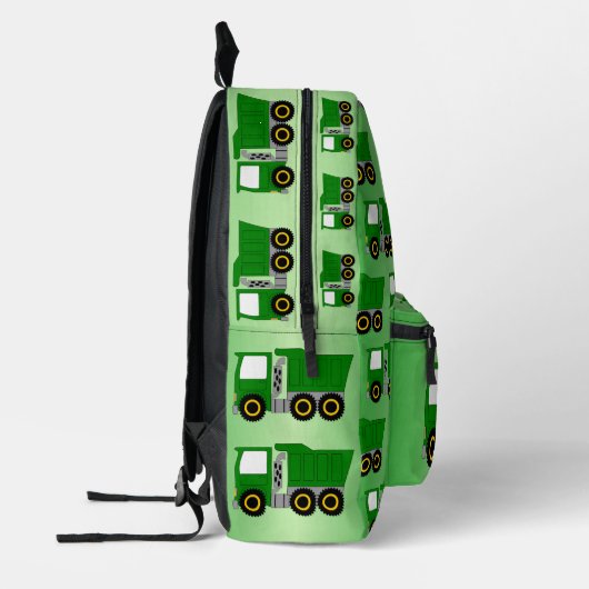Sac À Dos Imprimé Conception de camion vert personnalisée (Gauche)