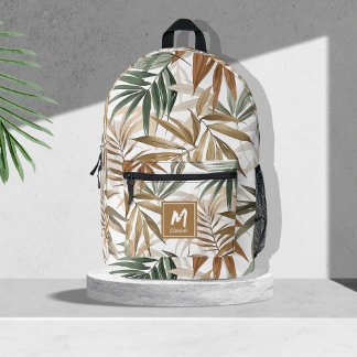 Sac À Dos Imprimé Conception de charbon doré à feuilles tropicales p