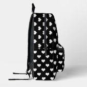Sac À Dos Imprimé Conception de coeurs adorables noir blanc (Gauche)