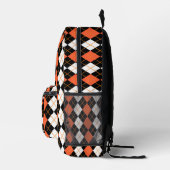 Sac À Dos Imprimé Conception de diamant en argyle orange noir blanc (Droite)