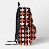 Sac À Dos Imprimé Conception de diamant en argyle orange noir blanc (Gauche)