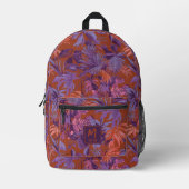 Sac À Dos Imprimé Conception de Monogramme rouge pourpre à feuilles  (Recto)