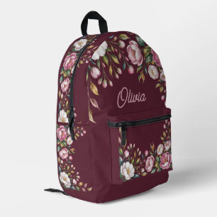 Sac À Dos Imprimé Conception de nom aquarelle florale rose