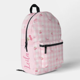 Sac À Dos Imprimé Conception de nom de script à nœud cerise en vichy