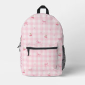 Sac À Dos Imprimé Conception de nom de script à nœud cerise en vichy (Recto)