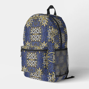 Sac À Dos Imprimé Conception de William Morris Tulipe Saules Bleu et