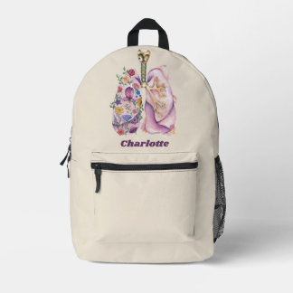 Sac À Dos Imprimé Conception Médicale Aquarelle Anatomie du Poumon F