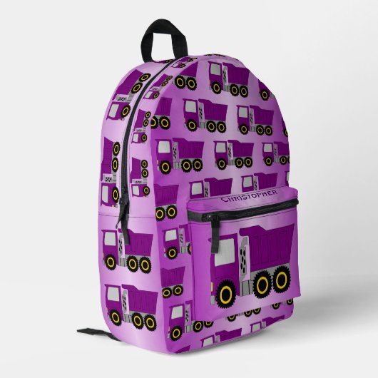 Sac À Dos Imprimé Conception personnalisée de camion violet (Coin arrière gauche)