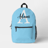 Sac À Dos Imprimé Conception personnalisée de nom de monogramme bleu (Recto)