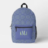 Sac À Dos Imprimé Cool Bleu et Vert Moderne Monogramme (Recto)