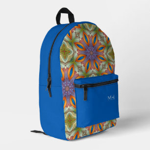 Sac À Dos Imprimé Cool Blue Mandala Motif Monogrammes Initiales