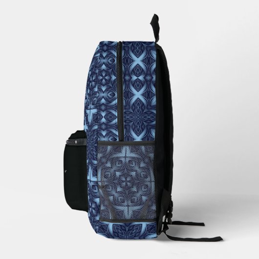 Sac À Dos Imprimé Cool Blue Mandala Motif Monogrammes Initiales (Droite)