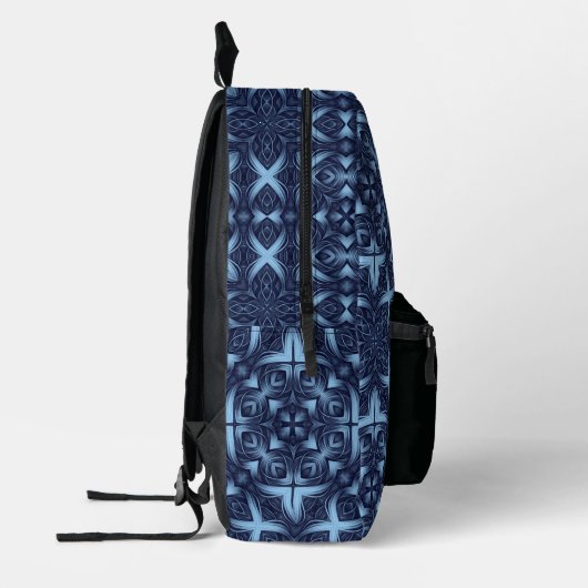 Sac À Dos Imprimé Cool Blue Mandala Motif Monogrammes Initiales (Gauche)