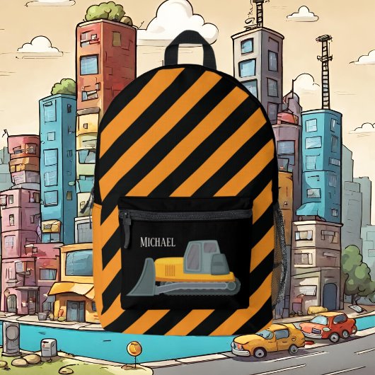 Sac À Dos Imprimé Cool boys Construction digger truck ajouter nom