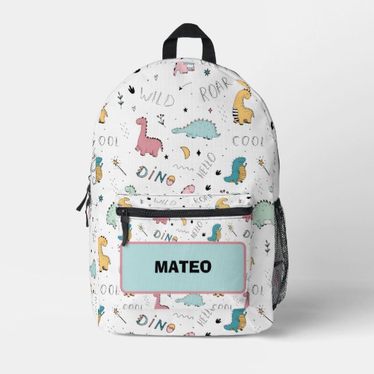 Sac À Dos Imprimé Cool Dinosaur with name School (Recto)