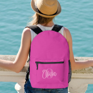 Sac À Dos Imprimé Cool Monochrome Preppy rose moderne Monogramme
