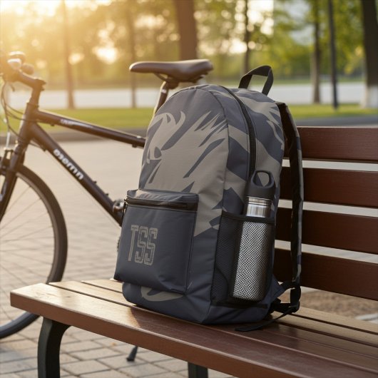 Sac À Dos Imprimé Cool monogramme Abstrait Gris de gravier