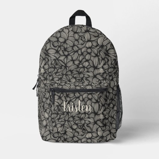 Sac À Dos Imprimé Cool noir de charbon noir Nom (Recto)