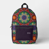 Sac À Dos Imprimé Cool Purple Mandala Motif Monogrammes Initiales (Recto)