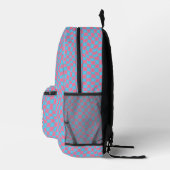 Sac À Dos Imprimé Cool rose et bleu rétro Wavy Check Nom du monogram (Droite)