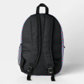 Sac À Dos Imprimé Cool rose et bleu rétro Wavy Check Nom du monogram (Verso)