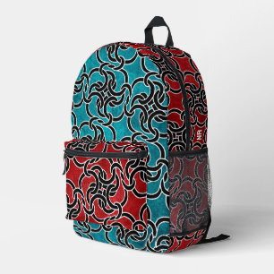 Sac À Dos Imprimé Cool Rouge & Bleu Noir Celtique noeud Moderne Mono