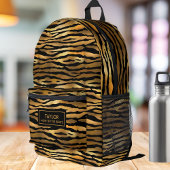 Sac À Dos Imprimé Cool Tigre Jungle Animal, Nom personnalisé Texte