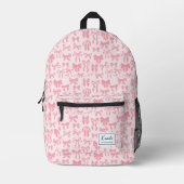 Sac À Dos Imprimé Coquette rose pâle avec nom (Recto)