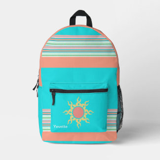 Sac À Dos Imprimé Corail du sud-ouest et rayures turquoise