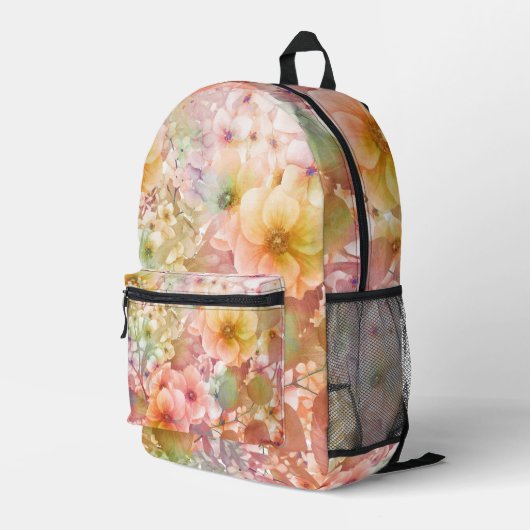 Sac À Dos Imprimé Cosmos d'été rose et jaune Abstrait (Coin arrière droit)