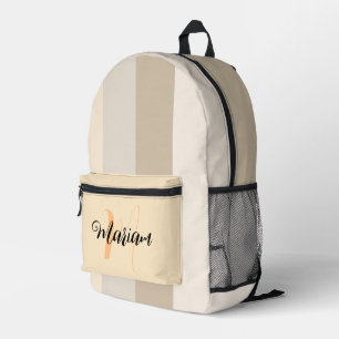 Sac À Dos Imprimé Couleur Beige - Vintage Lettre initiale Nom Monogr